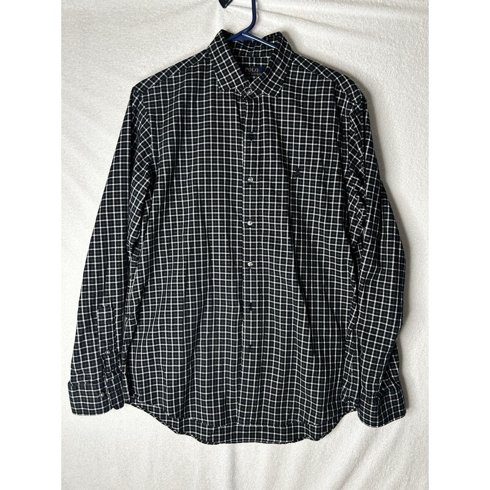Polo Ralph Lauren Men's Long Sleeve Black And White  Checkered Size Large